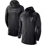 nike veste zipper hoodie nba milwaukee bucks heather black authentic